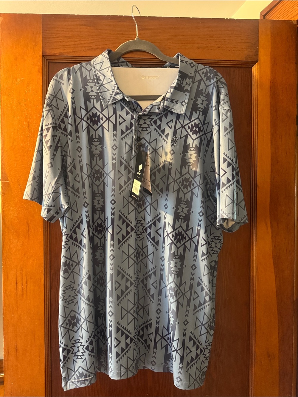 Hooey Blue Geometric Print Polo